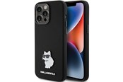 Telefon - Pokrowiec i etui - Karl Lagerfeld Silicone Choupette Metal Pin case for iPhone 15 Pro Max - black - 3666339166380
