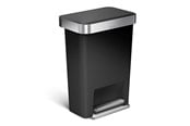 Sortowanie odpadów - Simplehuman Rectangular Pedal Bin with Liner Pocket - 45 L - Black - CW1385CB