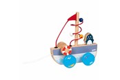 Zabawki dla niemowląt - Goki Pull Boat Ahoy with Bead Labyrinth - 54849