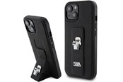 Telefon - Pokrowiec i etui - Karl Lagerfeld Gripstand Saffiano Karl&Choupette Pins case for iPhone 15 - black - 3666339206871
