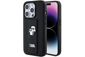Telefon - Pokrowiec i etui - Karl Lagerfeld Gripstand Saffiano Karl&Choupette Pins case for iPhone 15 Pro - black - 3666339206895