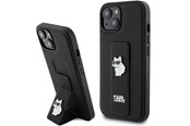 Telefon - Pokrowiec i etui - Karl Lagerfeld Gripstand Saffiano Choupette Pins Case for iPhone 15 Plus / 14 Plus - Black - 3666339207441