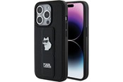 Telefon - Pokrowiec i etui - Karl Lagerfeld Gripstand Saffiano Choupette Pins case for iPhone 15 Pro - black - 3666339207458