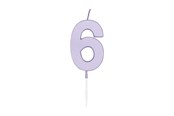 Zabawki - Globos Cake candle 4.5cm Pastel Lilac no. 6 - 1216