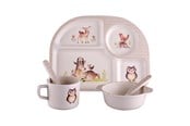 Pokój dziecięcy - Little Woodies Wood Friends - Mealtime Set w. 4 Room Plate - 5pcs - 5396