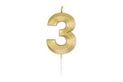 Zabawki - Globos Cake Candle 6cm Metallic Gold no. 3 - 1013