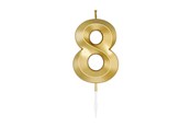 Zabawki - Globos Cake Candle 6cm Metallic Gold no. 8 - 1018