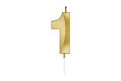Zabawki - Globos Cake Candle 6cm Metallic Gold no. 1 - 1011