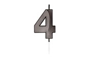 Zabawki - Globos Cake Candle 6cm Metallic Black no. 4 - 1064