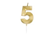 Zabawki - Globos Cake Candle 6cm Metallic Gold no. 5 - 1015