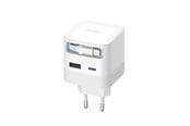 Telefon - Adapter i Ladowarka - CUKTECH AD653W 67W GaN 2x USB-C + USB-A Wall Charger with 70cm Retractable USB-C Cable - White - AD653W