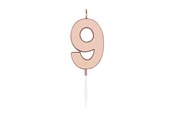 Zabawki - Globos Cake Candle 4.5cm Metallic Rose Gold no. 9 - 1099