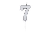Zabawki - Globos Cake Candle 4.5cm Metallic Silver no. 7 - 1087