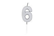 Zabawki - Globos Cake candle 4.5cm Metallic Silver no. 6 - 1086