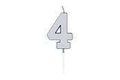 Zabawki - Globos Cake Candle 4.5cm Metallic Silver no. 4 - 1084