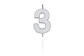 Zabawki - Globos Cake Candle 4.5cm Metallic Silver no. 3 - 1083