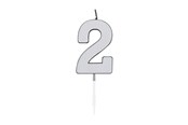 Zabawki - Globos Cake Candle 4.5cm Metallic Silver no. 2 - 1082