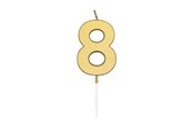 Zabawki - Globos Cake Candle 4.5cm Metallic Gold no. 8 - 1078