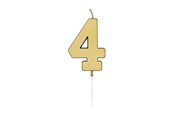 Zabawki - Globos Cake Candle 4.5cm Metallic Gold no. 4 - 1074