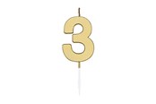 Zabawki - Globos Cake candle 4.5cm Metallic Gold no. 3 - 1073