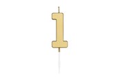 Zabawki - Globos Cake Candle 4.5cm Metallic Gold no. 1 - 1071