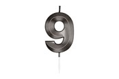 Zabawki - Globos Cake Candle 6cm Metallic Black no. 9 - 1069