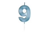 Zabawki - Globos Cake Candle 6cm Metallic Light Blue no. 9 - 1059