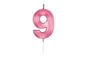 Zabawki - Globos Cake Candle 6cm Metallic Light Pink no. 9 - 1049