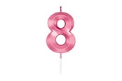 Zabawki - Globos Cake Candle 6cm Metallic Light Pink no. 8 - 1048