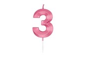 Zabawki - Globos Cake Candle 6cm Metallic Light Pink no. 3 - 1043