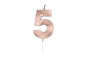 Zabawki - Globos Cake Candle 6cm Metallic Rose Gold no. 5 - 1035
