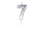 Zabawki - Globos Cake Candle 6cm Metallic Silver no.7 - 1027