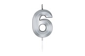 Zabawki - Globos Cake Candle 6cm Metallic Silver no.6 - 1026