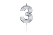 Zabawki - Globos Cake Candle 6cm Metallic Silver no.3 - 1023