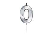 Zabawki - Globos Cake Candle 6cm Metallic Silver no.0 - 1020
