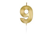 Zabawki - Globos Cake Candle 6cm Metallic Gold no. 9 - 1019