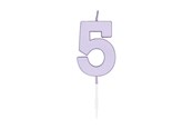 Zabawki - Globos Cake candle 4.5cm Pastel Lilac no. 5 - 1215