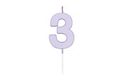 Zabawki - Globos Cake candle 4.5cm Pastel Lilac no. 3 - 1213