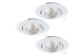 Lampy - EGLO TEDO 1 zestaw do zabudowy uchylny 40GR 3x5W 3-stopniowy biały - 95357