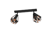 Lampy - EGLO CARTON 7 LISTWA SPOT 2XE27 CZARNY/ANTYKMIEDŹ - 43716