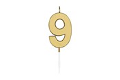 Zabawki - Globos Cake candle 4.5cm Metallic Gold no. 9 - 1079