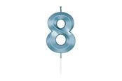Zabawki - Globos Cake Candle 6cm Metallic Light Blue no. 8 - 1058