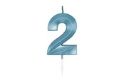 Zabawki - Globos Cake Candle 6cm Metallic Light Blue no. 2 - 1052