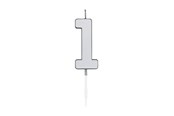 Zabawki - Globos Cake Candle 4.5cm Metallic Silver no. 1 - 1081