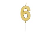 Zabawki - Globos Cake candle 4.5cm Metallic Gold no. 6 - 1076