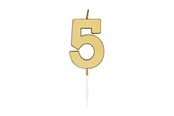 Zabawki - Globos Cake candle 4.5cm Metallic Gold no. 5 - 1075