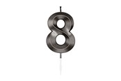 Zabawki - Globos Cake candle 6cm Metallic Black no. 8 - 1068