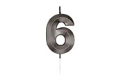 Zabawki - Globos Cake candle 6cm Metallic Black no. 6 - 1066