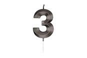 Zabawki - Globos Cake Candle 6cm Metallic Black no. 3 - 1063