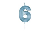 Zabawki - Globos Cake Candle 6cm Metallic Light Blue no. 6 - 1056
